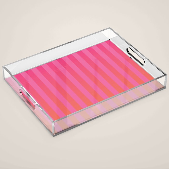 Dreamy Future Stripes Hot Pink and Orange Ombre Gradient Pattern Acrylic Tray Gallery Image 1