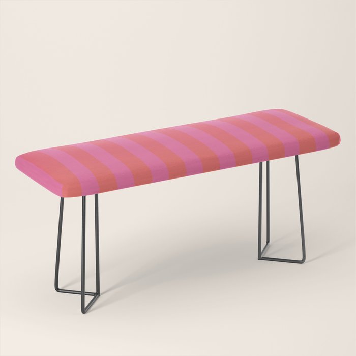 Dreamy Future Stripes Hot Pink and Orange Ombre Gradient Pattern Bench Gallery Image 1