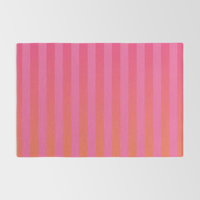Dreamy Future Stripes Hot Pink and Orange Ombre Gradient Pattern Rug Gallery Image 2