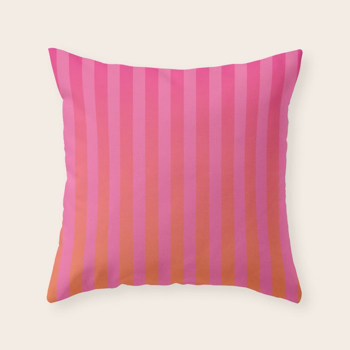 Dreamy Future Stripes Hot Pink and Orange Ombre Gradient Pattern Throw Pillow Gallery Image 6