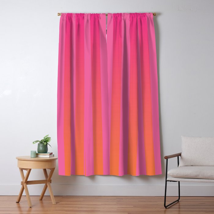Dreamy Future Stripes Hot Pink and Orange Ombre Gradient Pattern Window Curtain Gallery Image 5