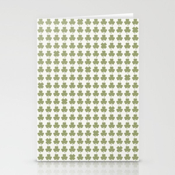 Clovers XXVII Natural Green Botanical Pattern Stationery Card Gallery Image 2