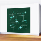 Mid Century Modern Stars Deep Sea Green Wall Mural Gallery Image 2