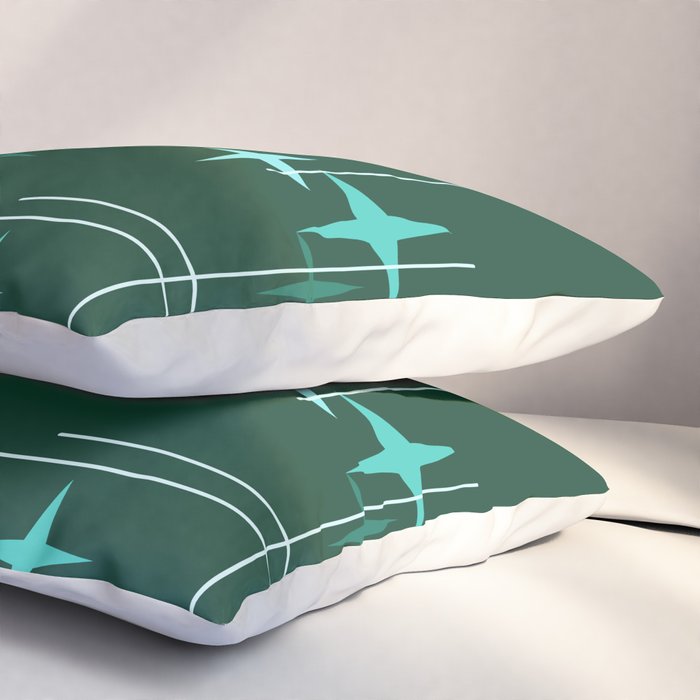 Mid Century Modern Stars Deep Sea Green Pillow Sham Gallery Image 3