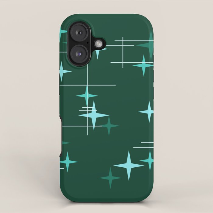 Mid Century Modern Stars Deep Sea Green iPhone Case Gallery Image 1