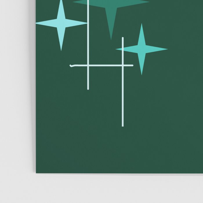 Mid Century Modern Stars Deep Sea Green Poster Gallery Image 3