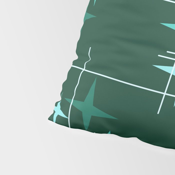 Mid Century Modern Stars Deep Sea Green Pillow Sham Gallery Image 4