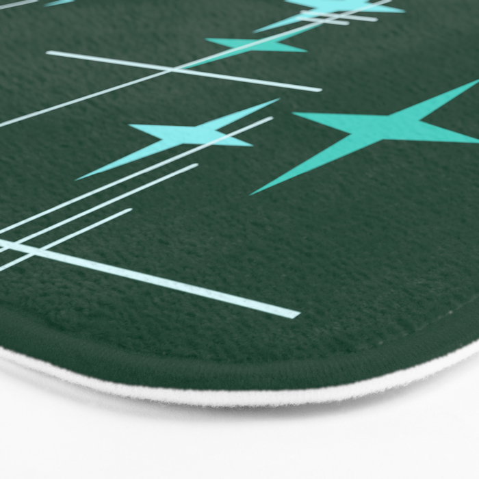 Mid Century Modern Stars Deep Sea Green Bath Mat Gallery Image 3