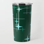 Mid Century Modern Stars Deep Sea Green Travel Mug Gallery Image 1