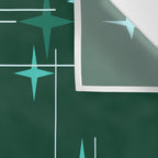 Mid Century Modern Stars Deep Sea Green Wall Tapestry Gallery Image 3