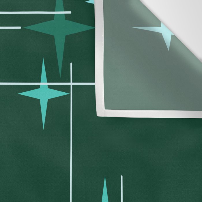 Mid Century Modern Stars Deep Sea Green Wall Tapestry Gallery Image 3