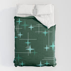 Mid Century Modern Stars Deep Sea Green Comforter Gallery Image 6