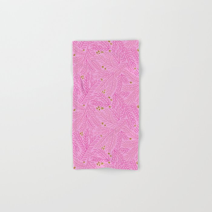 Winter Berries & Pine Branches in Pink & Gold Bath Towel Gallery Image 1