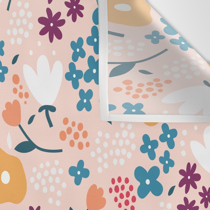 Tiny little flowers on pink background Wall Tapestry Gallery Image 3