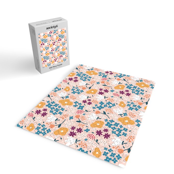 Tiny little flowers on pink background Jigsaw Puzzle Gallery Image 2