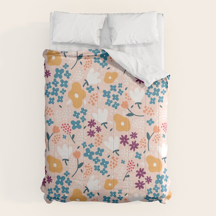 Tiny little flowers on pink background Comforter Gallery Image 6