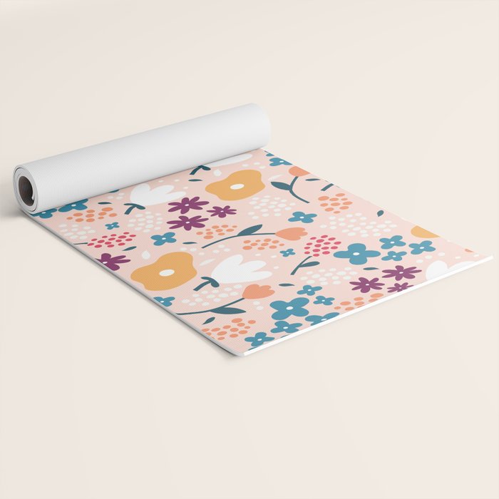 Tiny little flowers on pink background Yoga Mat Gallery Image 2