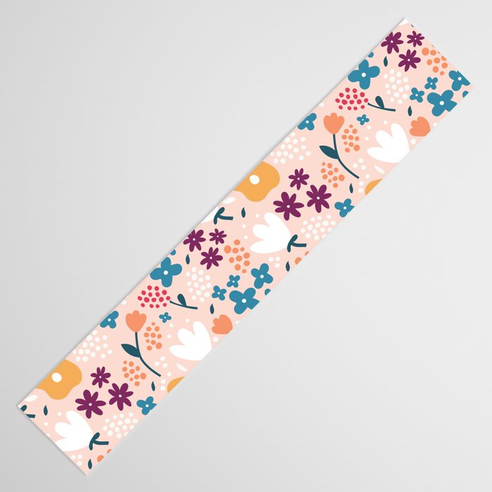 Tiny little flowers on pink background Table Runner Gallery Image 3