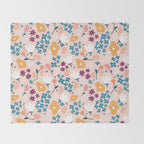 Tiny little flowers on pink background Throw Blanket Gallery Image 2