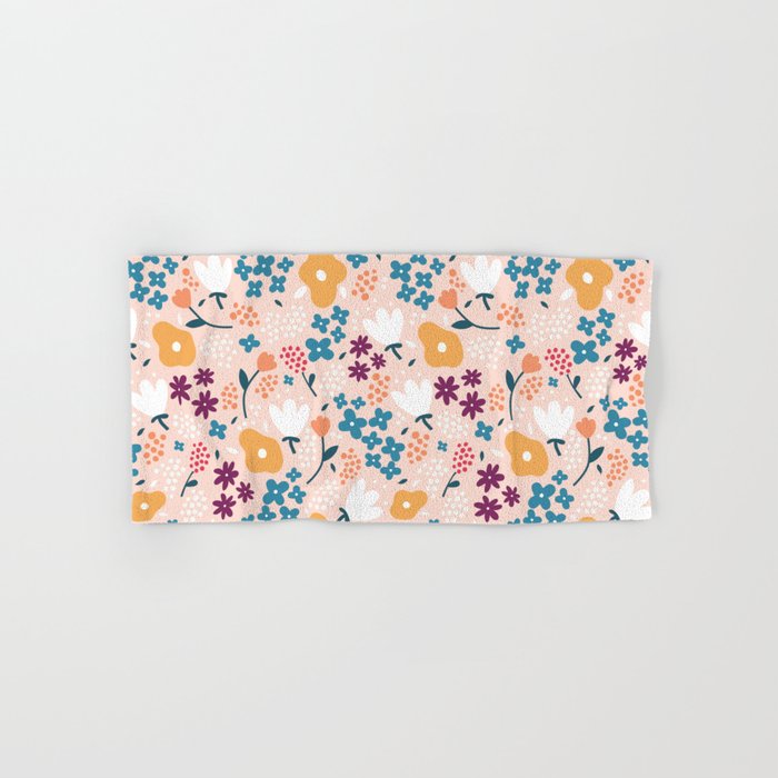 Tiny little flowers on pink background Bath Towel Gallery Image 1