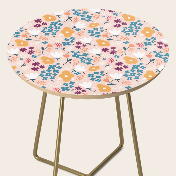 Tiny little flowers on pink background Side Table Gallery Image 2