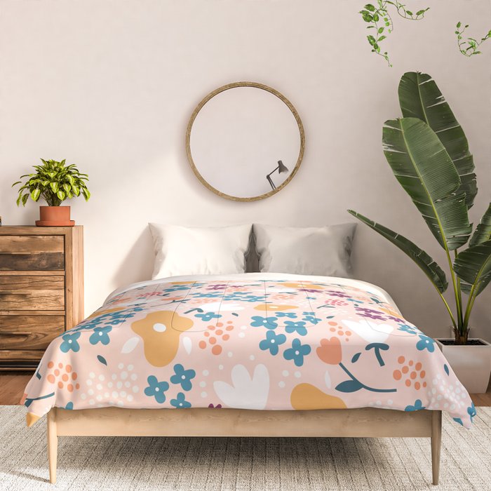 Tiny little flowers on pink background Comforter Gallery Image 3