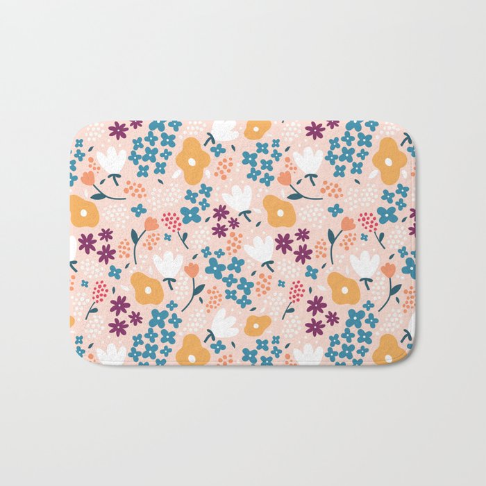 Tiny little flowers on pink background Bath Mat Gallery Image 1