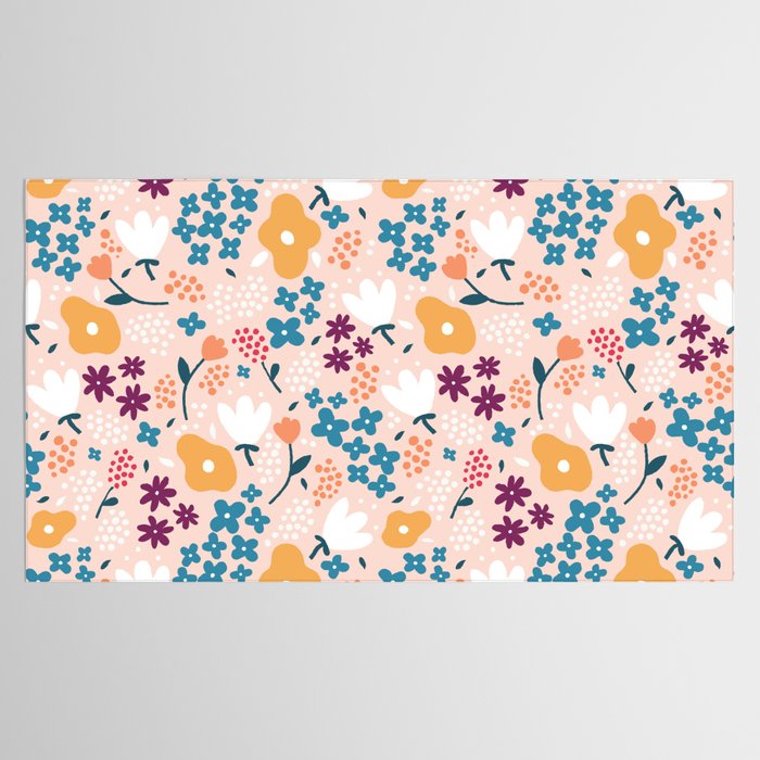 Tiny little flowers on pink background Tablecloth Gallery Image 2