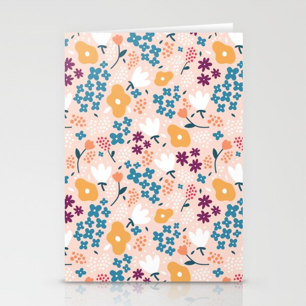 Tiny little flowers on pink background Stationery Card Gallery Image 2