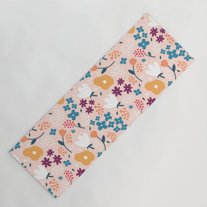 Tiny little flowers on pink background Yoga Mat Gallery Image 1