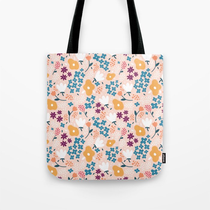 Tiny little flowers on pink background Tote Bag Gallery Image 1