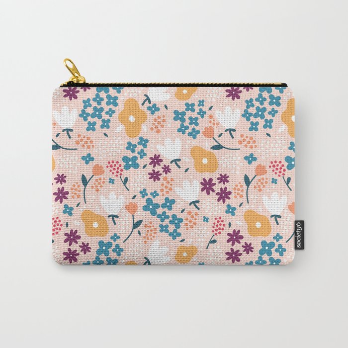 Tiny little flowers on pink background Carry All Pouch Gallery Image 1
