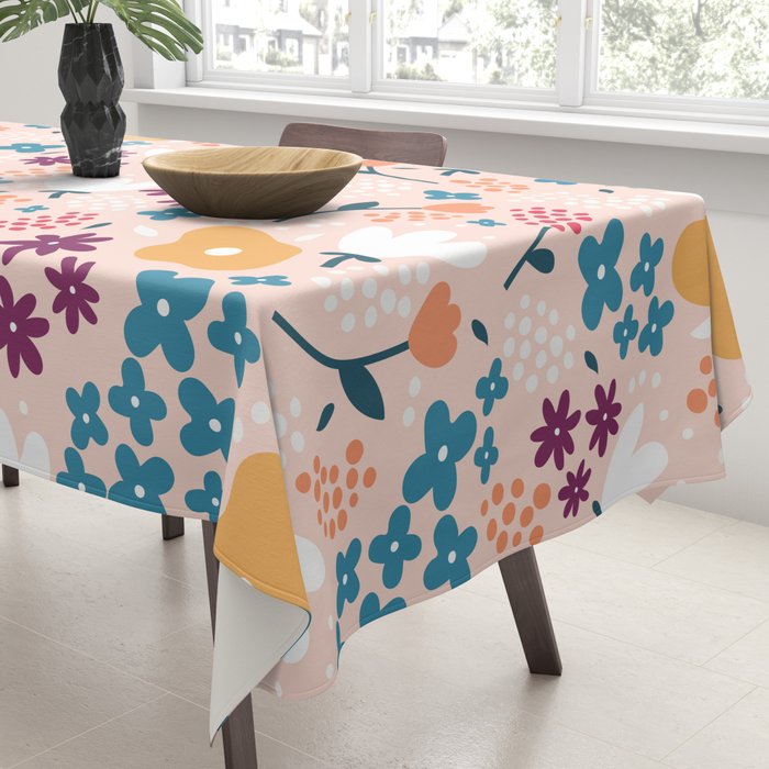 Tiny little flowers on pink background Tablecloth Gallery Image 3