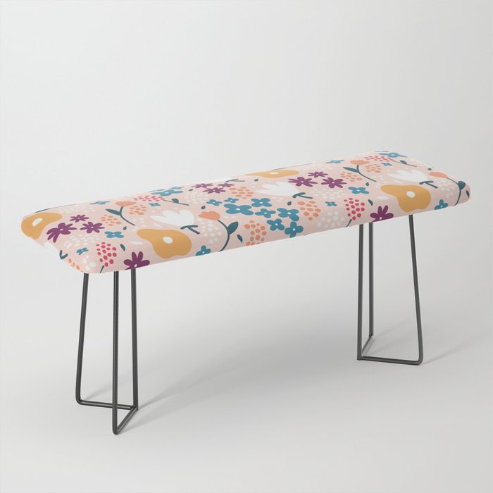 Tiny little flowers on pink background Bench Gallery Image 1