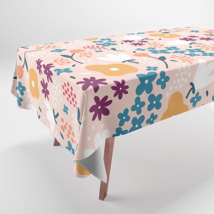 Tiny little flowers on pink background Tablecloth Gallery Image 1
