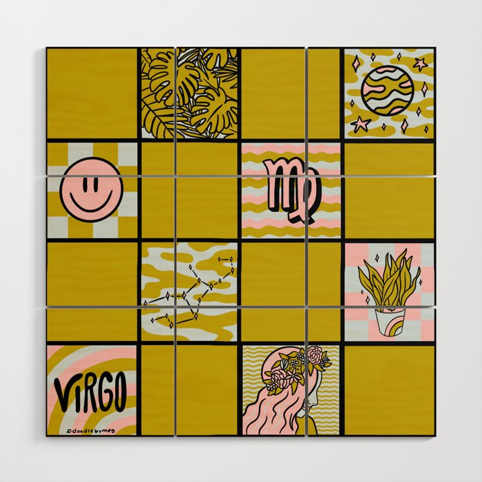 Virgo Checkered Print Wood Wall Art Gallery Image 1