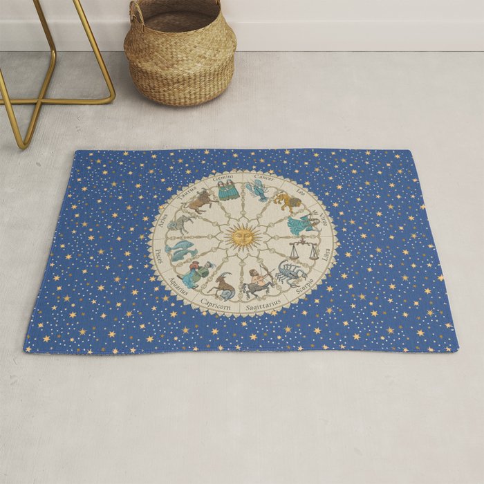 Vintage Astrology Zodiac Wheel Rug Gallery Image 1