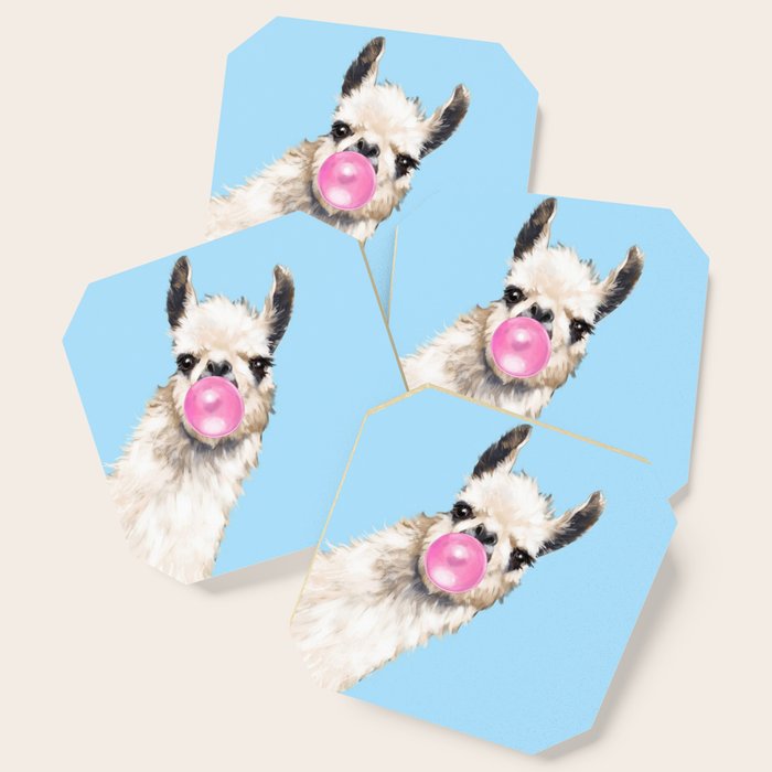 Bubble Gum Sneaky Llama in Blue Coaster Gallery Image 1