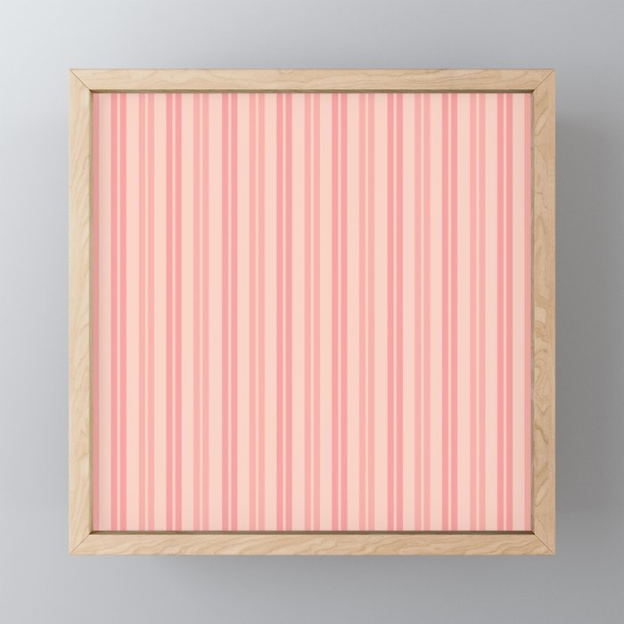 Classic Pastel Blush Pink Double Stripe Pattern Mini Art Print Gallery Image 1