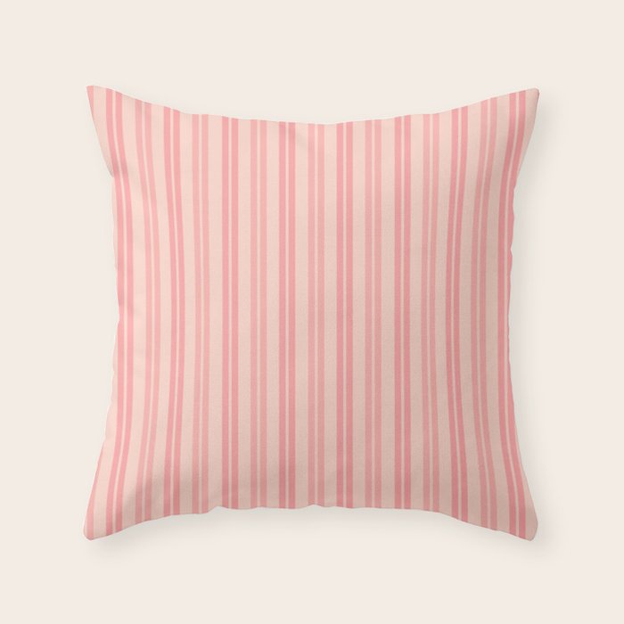 Classic Pastel Blush Pink Double Stripe Pattern Throw Pillow Gallery Image 1