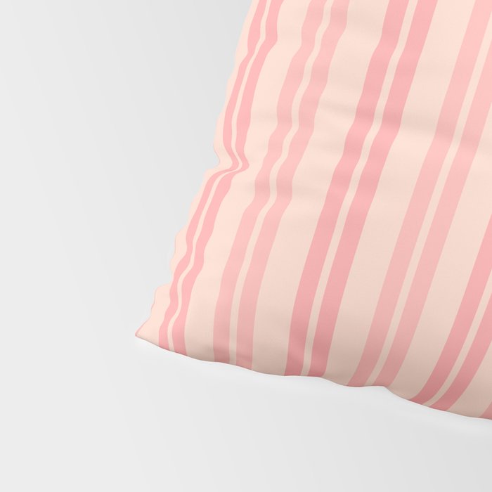 Classic Pastel Blush Pink Double Stripe Pattern Pillow Sham Gallery Image 4