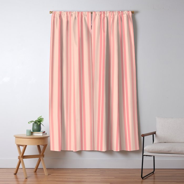 Classic Pastel Blush Pink Double Stripe Pattern Window Curtain Gallery Image 5