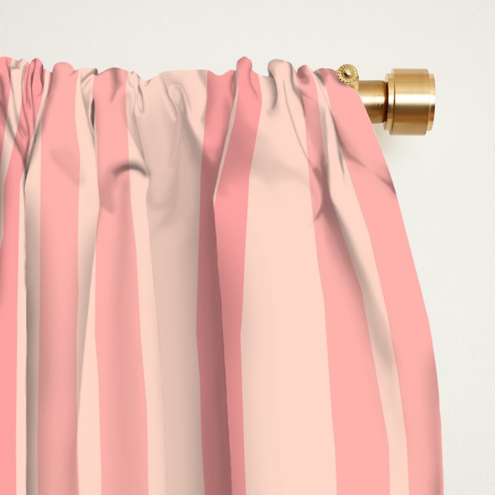 Classic Pastel Blush Pink Double Stripe Pattern Window Curtain Gallery Image 2