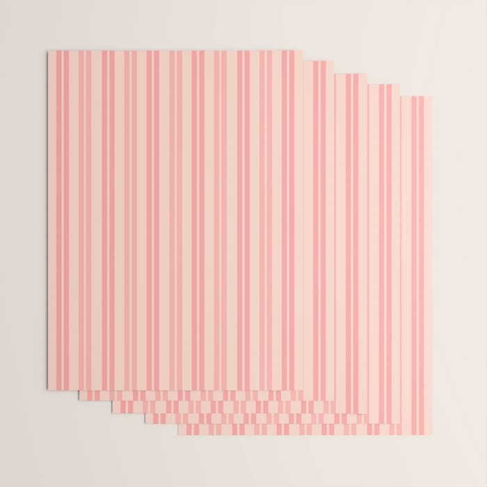 Classic Pastel Blush Pink Double Stripe Pattern Wrapping Paper Gallery Image 3