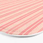 Classic Pastel Blush Pink Double Stripe Pattern Bath Mat Gallery Image 3