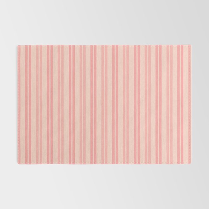 Classic Pastel Blush Pink Double Stripe Pattern Rug Gallery Image 2