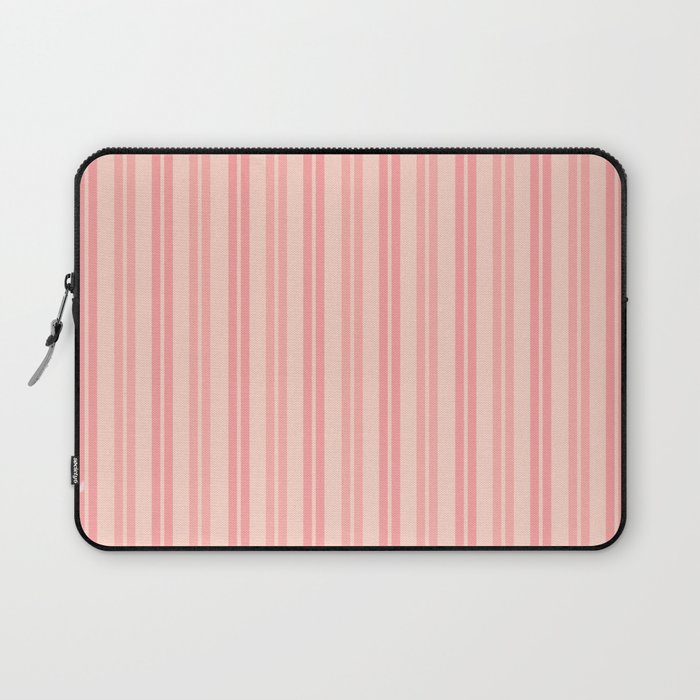 Classic Pastel Blush Pink Double Stripe Pattern Laptop Sleeve Gallery Image 1