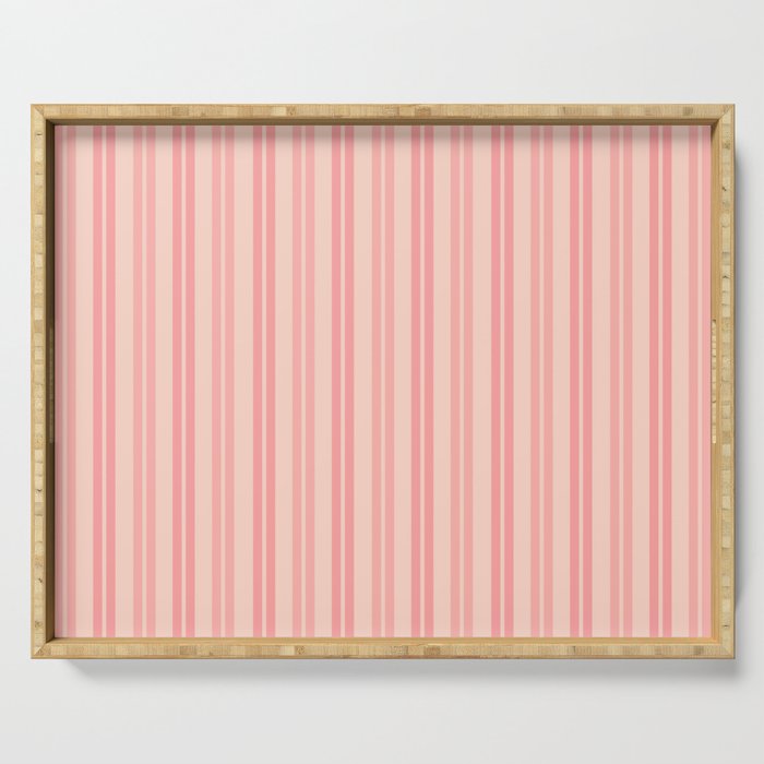 Classic Pastel Blush Pink Double Stripe Pattern Serving Tray Gallery Image 1