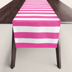 Pink and White Cabana Stripes Palm Beach Preppy Table Runner Gallery Image 1