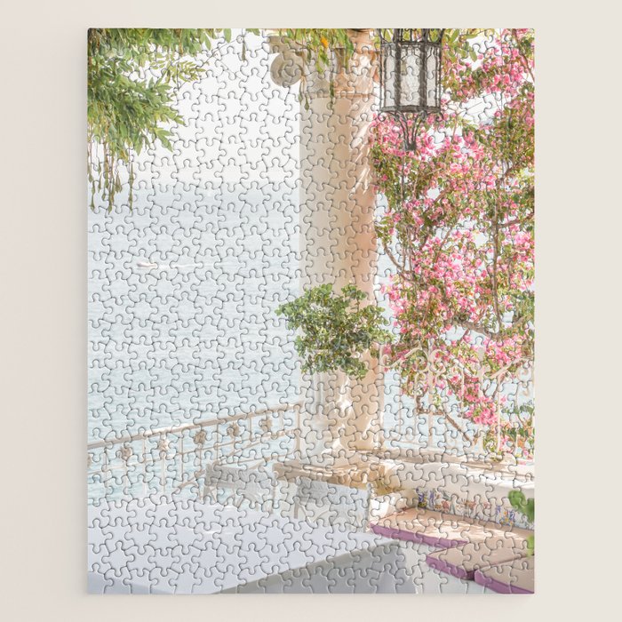 Sorrento Vibes | Balcony In Italy With Pink Flowers Photo Print | Summer Travel Photography Jigsaw Puzzle Gallery Image 1